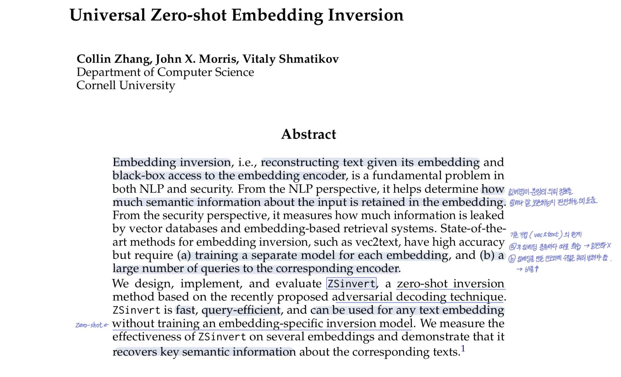 Universal Zero shot Embedding Inversion